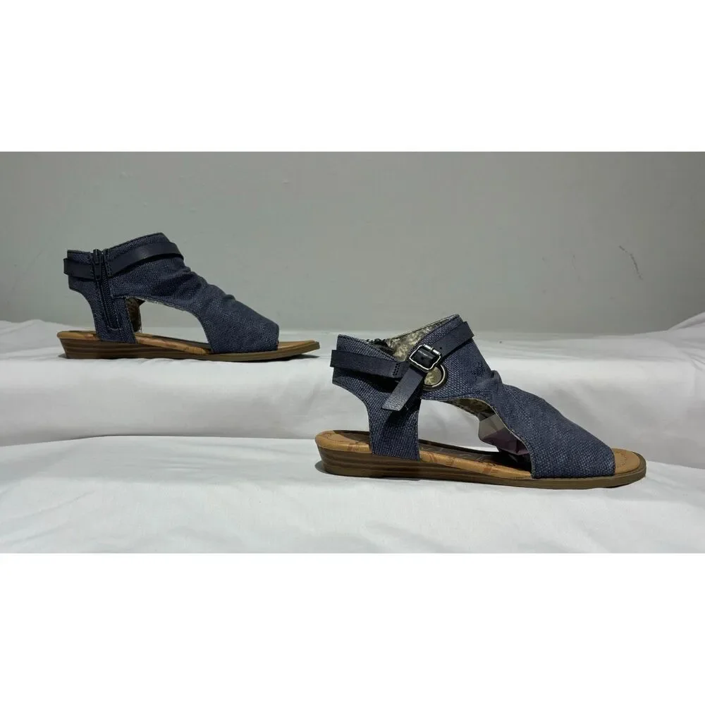 Blowfish blue canvas wedge sandals  Size 6.5
